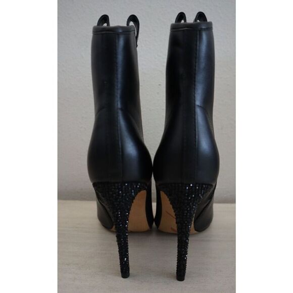 Karl Lagerfeld Women's Sz 5M Black Smooth Leather Embellished Ankle Boots - Picture 8 of 14